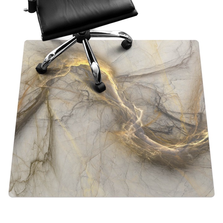 Irodai szék szőnyeg, Wallfluent, Éteri káoszvonalak, Bézs, 100x100 cm, 010250310050100030962