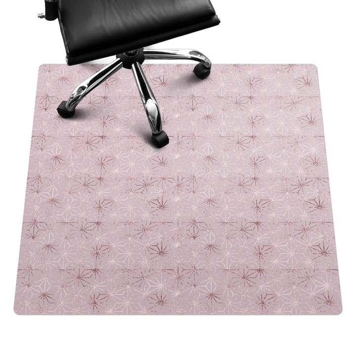 Protectie podea scaun, Wallfluent, Model floral geometric, Roz, 100x100 cm, 010250310050100033418