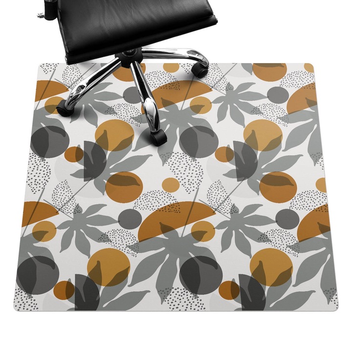 Szék szőnyeg, Wallfluent, Geometrikus levelek, Narancssárga, 100x100 cm, 010250310050100033405