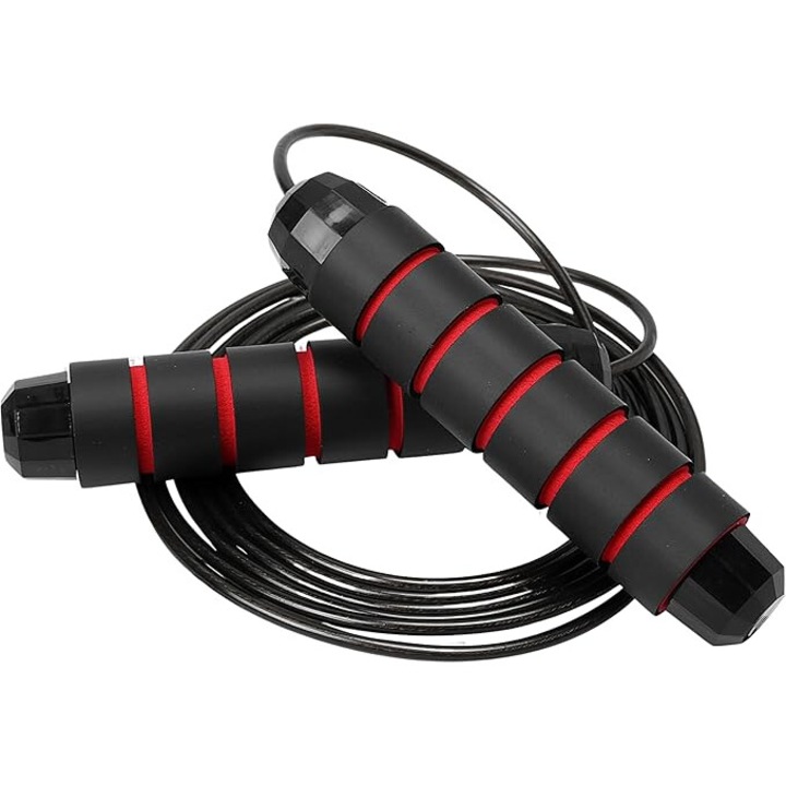 Coarda sarituri, negru/rosu, ajustabila, manere ergonomice, 2m