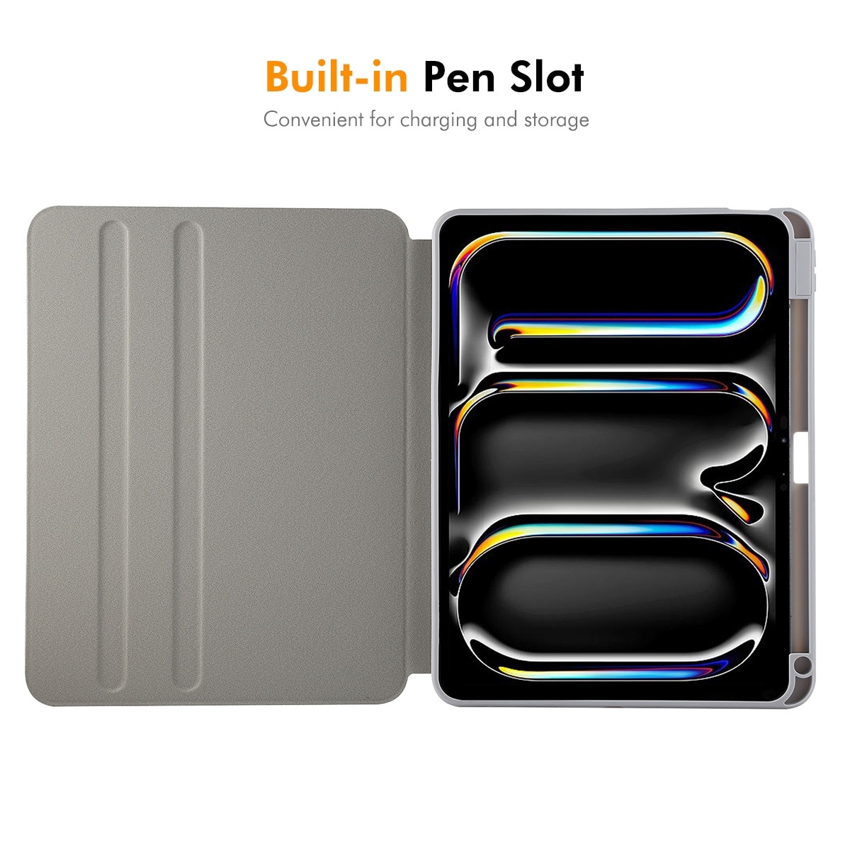 Husa tableta compatibila cu iPad Air 11, Rotatie 360°, Piele TPU, Slot pentru pix, Bej)