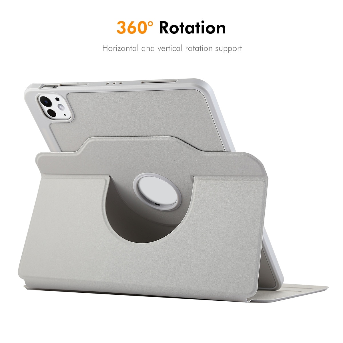 Husa tableta compatibila cu iPad Air 11, Rotatie 360°, Piele TPU, Slot pentru pix, Bej)