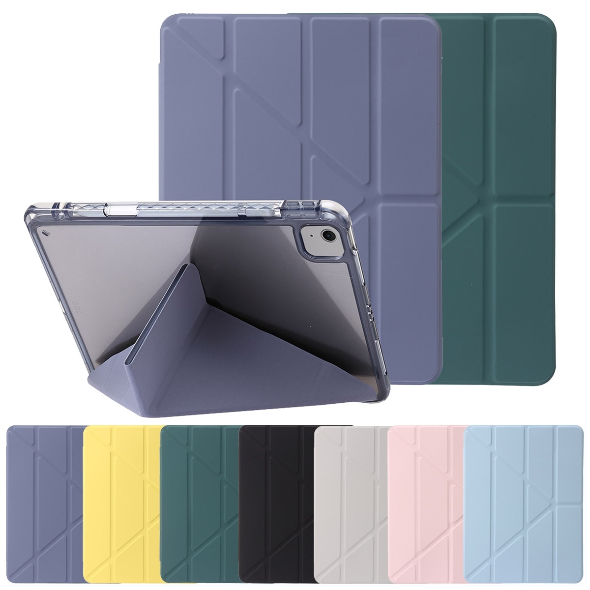 Husa tableta compatibila cu iPad Air 11, Protectie completa, Inchidere acrilica transparenta, Gri