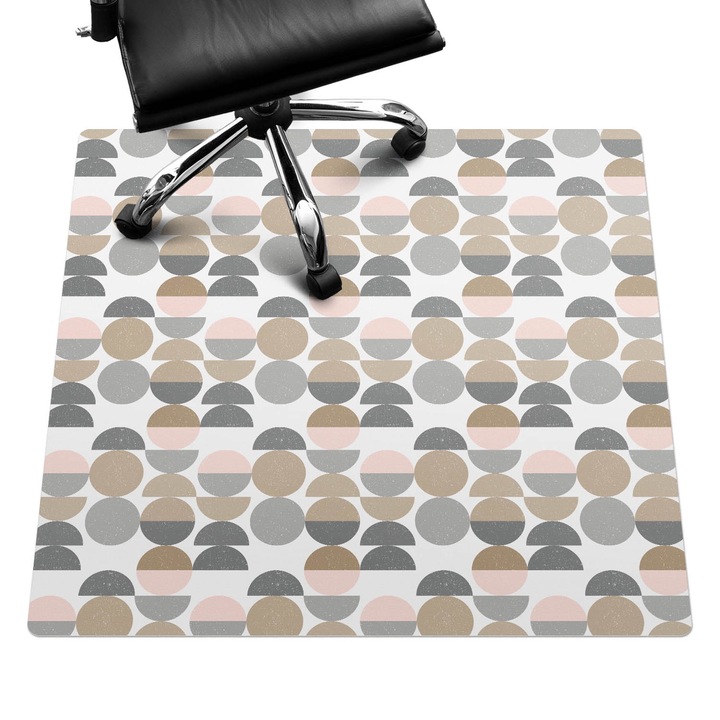 Szék szőnyeg, Wallfluent, Geometriai félkörök, Barna, 100x100 cm, 010250310050100033421