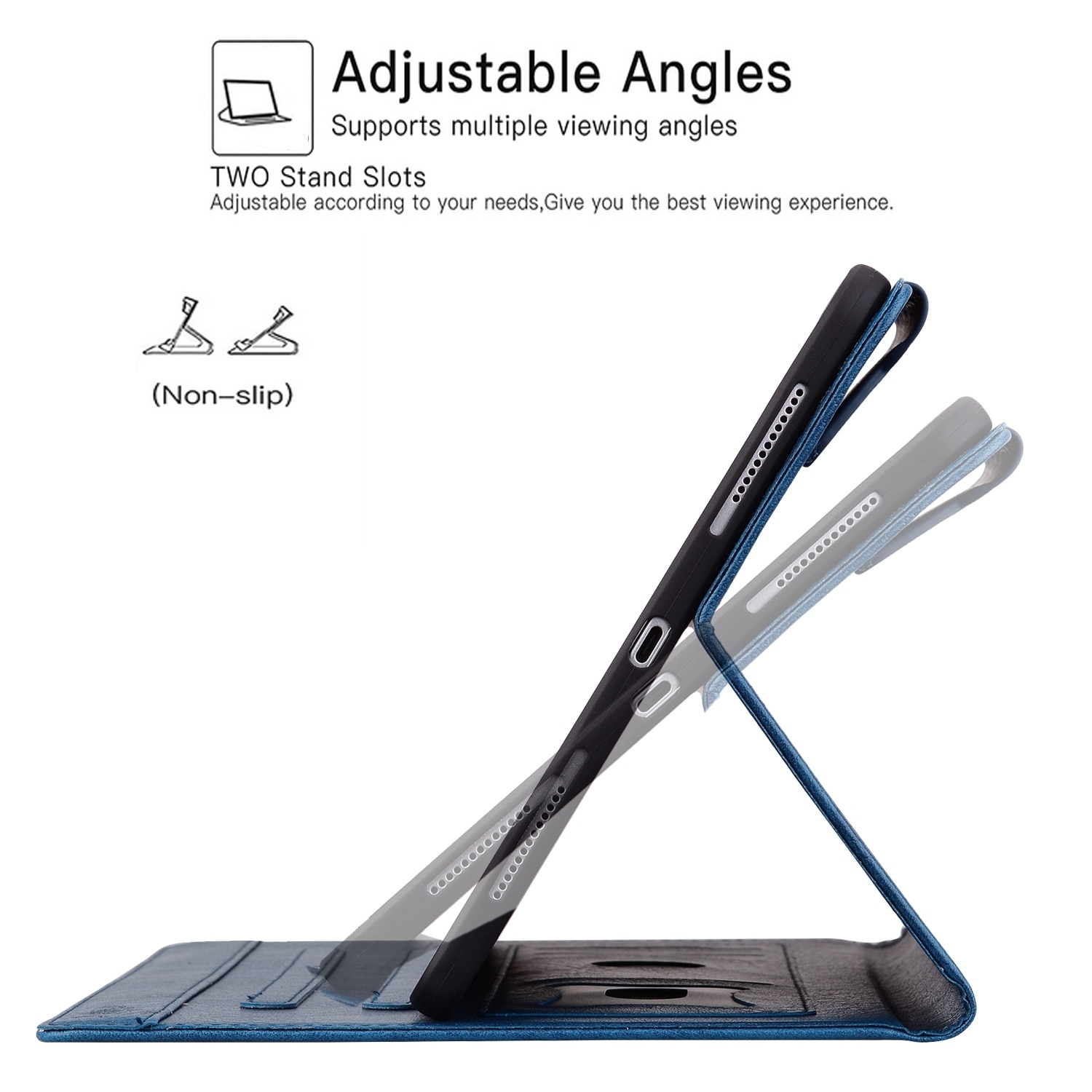Husa tableta compatibila cu Samsung Galaxy Tab S9 FE/S9/S8/S7, piele smart cu catarama, albastru regal