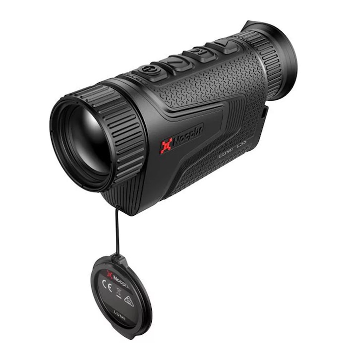 Monocular cu termoviziune si telemetru laser incorporat Nocpix Lumi L35R de la Infiray, senzor termic 384x288 pixeli, 12 μm, NETD 18 mK, IP67, 143×47×74 mm, 375 g, negru