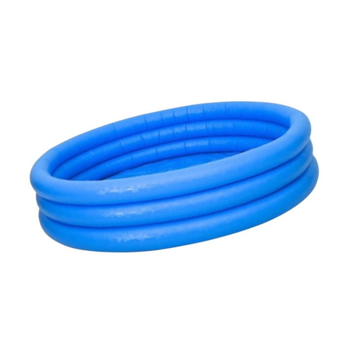 Felfújható gyermekmedence, 3 gyűrűvel hordozható kisgyerekeknek, biztonság, tartósság és szabadtéri szórakozás, ideális kerti, nyári és családi játékra, kerek, kék színű, mérete 168x38cm