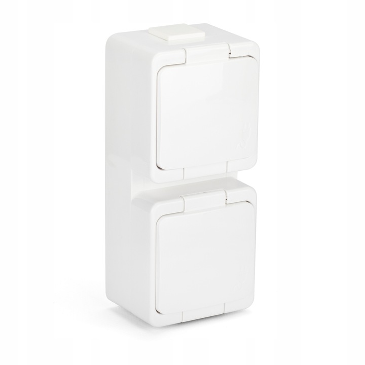 Двоен електрически контакт, Hermetic, Mt071v, Classic, Ip44, 125 x 65 x 44 mm, 16a, 250v, За вътрешна употреба