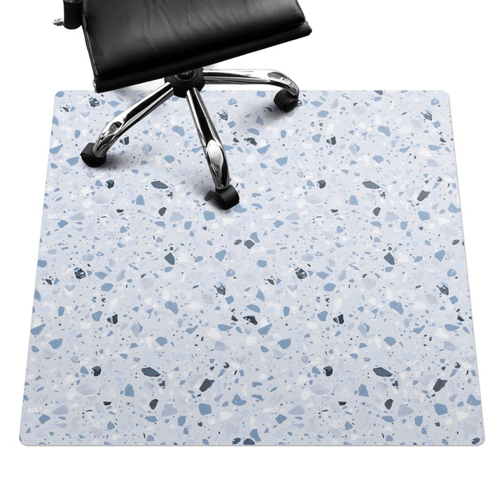 Irodai szék szőnyeg, Wallfluent, Terrazzo mozaik, Kék, 100x100 cm, 010250310050100033535