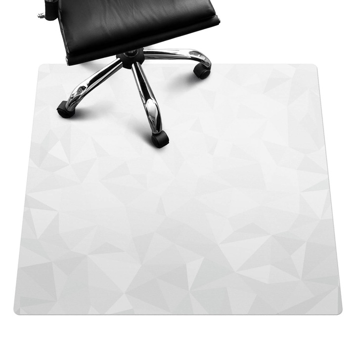Protectie podea scaun, Wallfluent, Fundal geometric, Alb, 100x100 cm, 010250310050100056583
