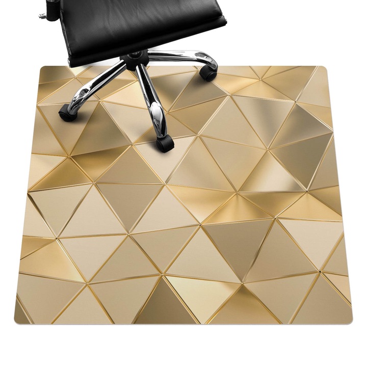 Íróasztal szék alátét, Wallfluent, Geometrikus 3D minta, Bézs, 100x100 cm, 010250310050100056591