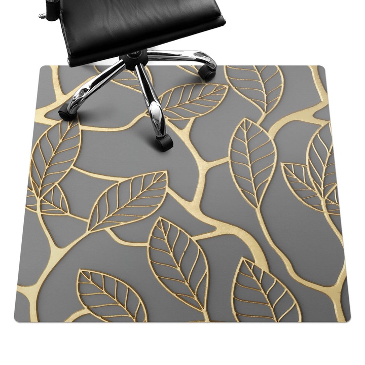 Szék szőnyeg, Wallfluent, Levelek az ágakon, Szürke, 100x100 cm, 010250310050100056590