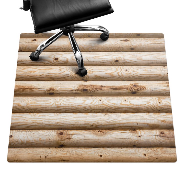 Szék alátét szőnyeg, Wallfluent, Fahasábok egy sorban, Bézs, 100x100 cm, 010250310050100057122