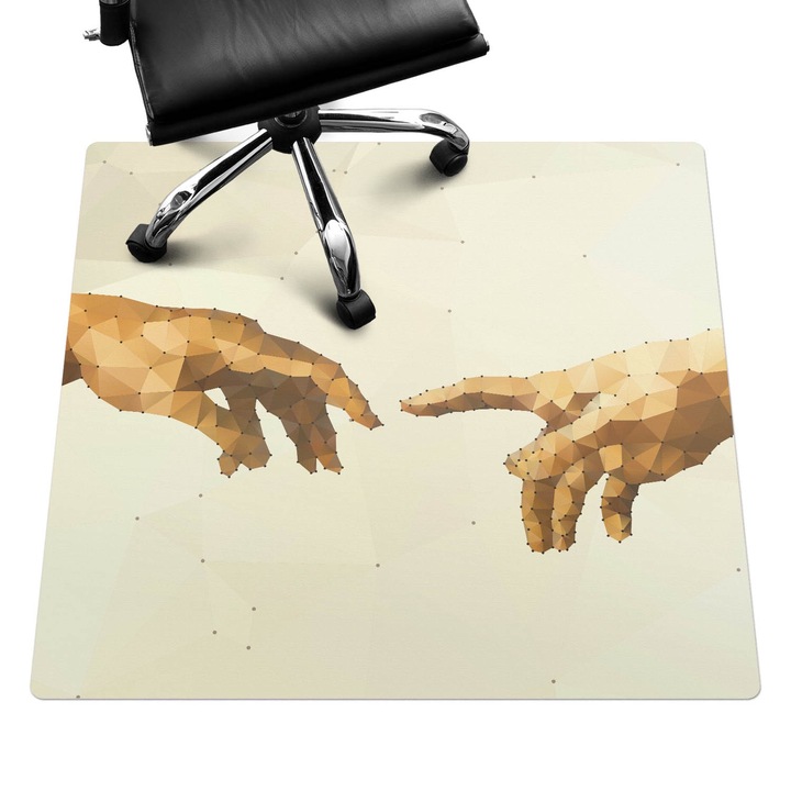 Szék alátét szőnyeg, Wallfluent, Geometrikus kezek, Bézs, 100x100 cm, 010250310050100074903