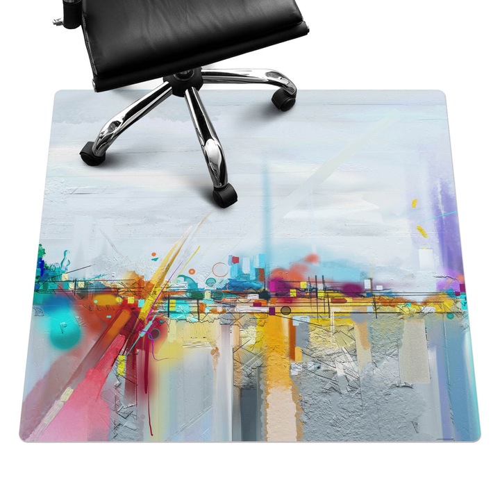 Protectie podea scaun, Wallfluent, Peisaj abstract, Gri, 100x100 cm, 010250310050100074939