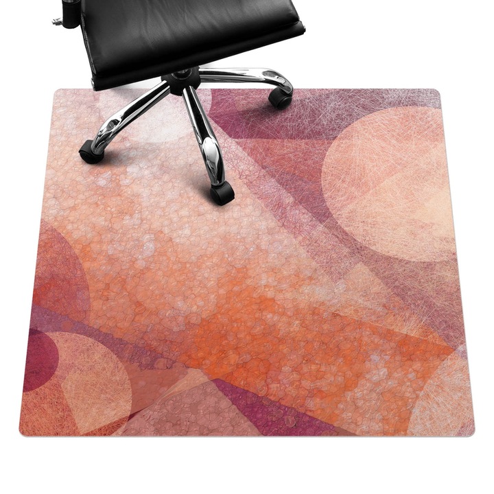 Irodai szék szőnyeg, Wallfluent, Absztrakt körök, Narancssárga, 100x100 cm, 010250310050100075119