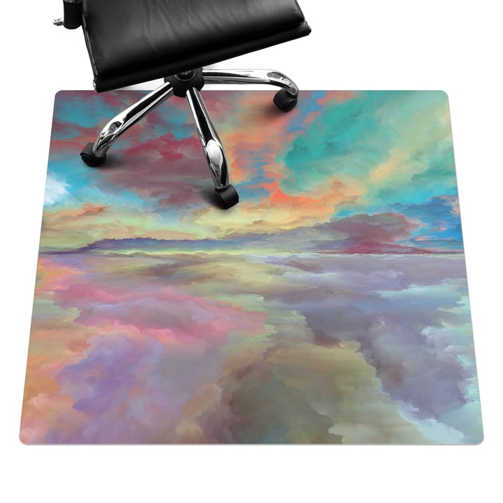 Szék szőnyeg, Wallfluent, Felhők pasztell színben, Többszínű, 100x100 cm, 010250310050100074940