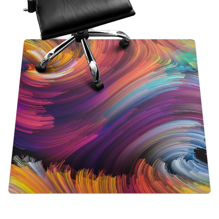 Íróasztal szék alátét, Wallfluent, Kavargó színek, Lila, 100x100 cm, 010250310050100075148