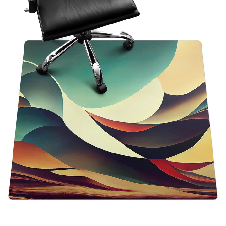 Covoras pentru protectie pardosea, Wallfluent, Valuri abstracte, Verde, 100x100 cm, 010250310050100075331