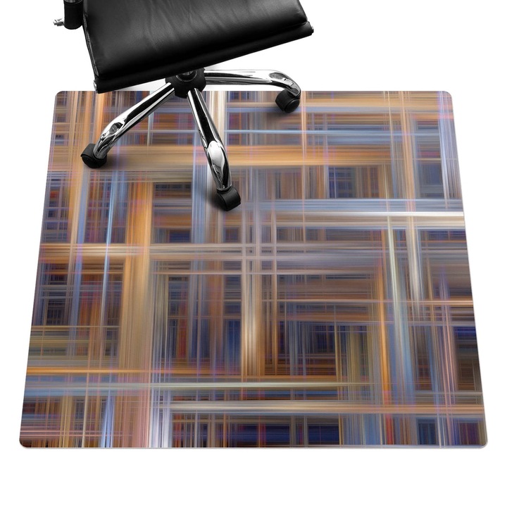 Protectie podea scaun birou, Wallfluent, Tesatura geometrica a liniilor, Maro, 100x100 cm, 010250310050100075121