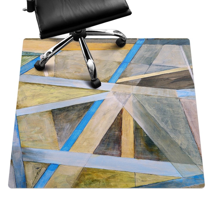 Irodai szék szőnyeg, Wallfluent, Geometriai vonalak, Szürke, 100x100 cm, 010250310050100075313