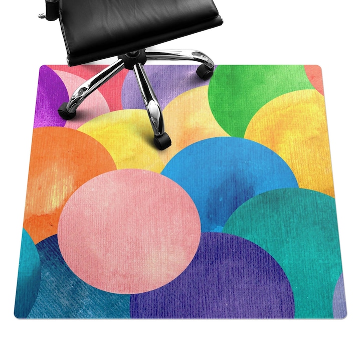 Szék szőnyeg, Wallfluent, Színes körök, Többszínű, 100x100 cm, 010250310050100075141