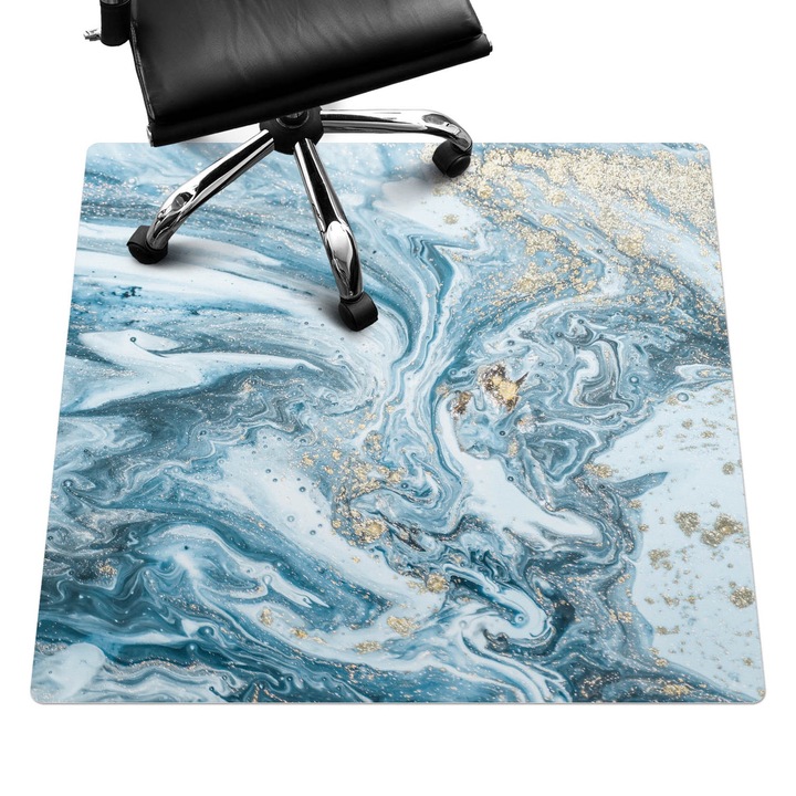 Székalátét, Wallfluent, Márvány hullámok, Kék, 100x100 cm, 010250310050100077331