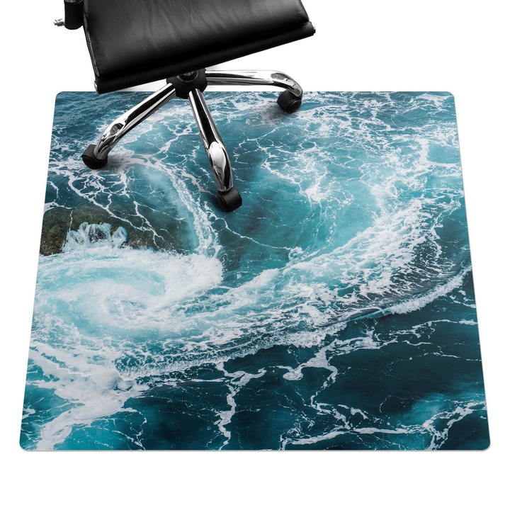 Szék szőnyeg, Wallfluent, Óceáni örvény, Kék, 100x100 cm, 010250310050100075295