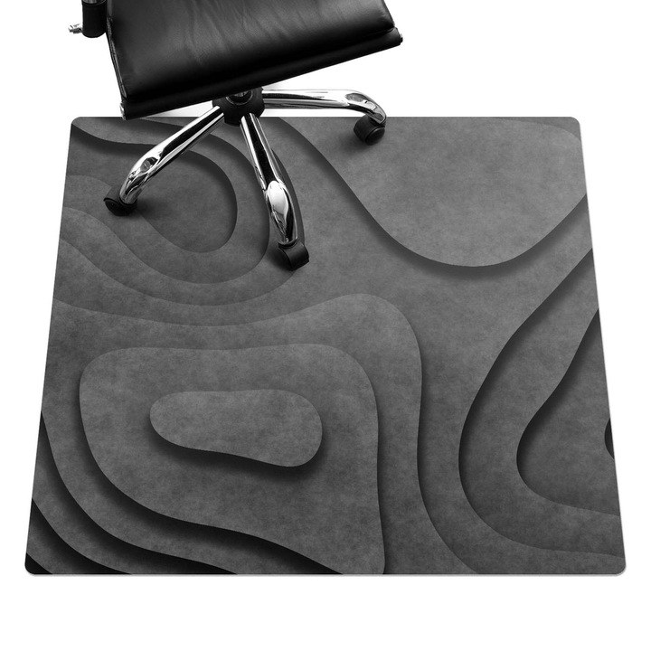 Covoras pentru protectie pardosea, Wallfluent, Valuri abstracte, Gri, 100x100 cm, 010250310050100077277