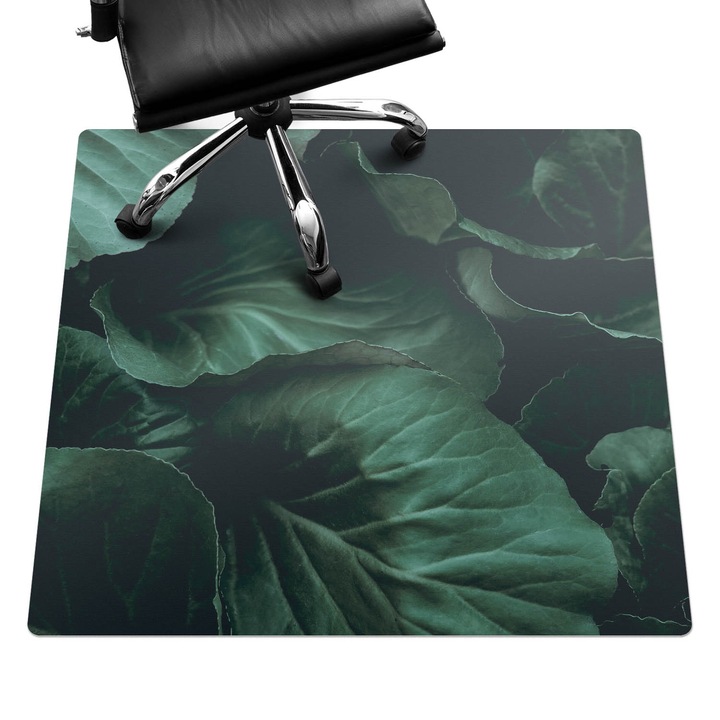 Szék alátét szőnyeg, Wallfluent, Levelek az árnyékban, Zöld, 100x100 cm, 010250310050100077281