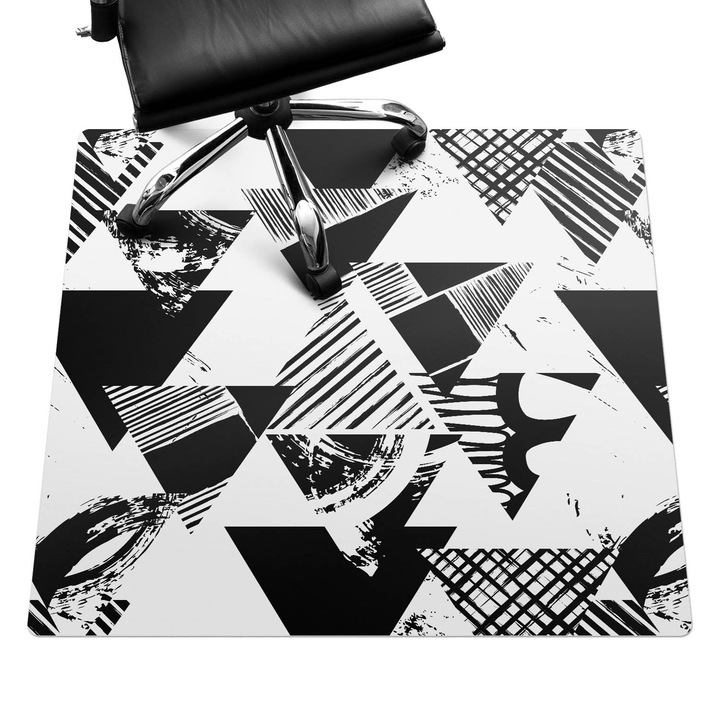 Covoras pentru protectie pardosea, Wallfluent, Triunghiuri abstracte, Multicolor, 100x100 cm, 010250310050100075236