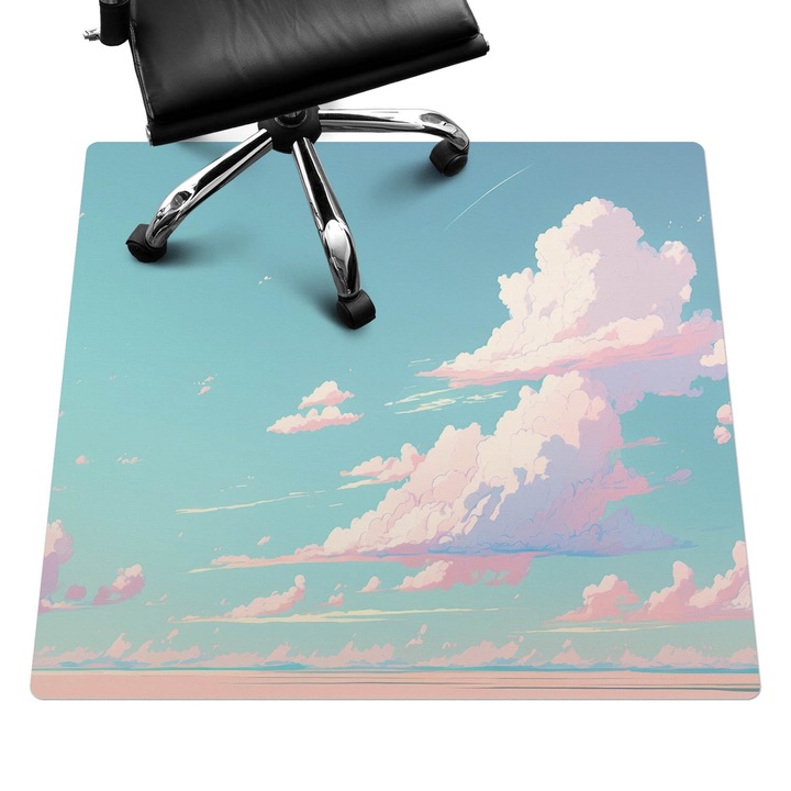 Szék alátét szőnyeg, Wallfluent, Felhők az égen, Türkiz, 100x100 cm, 010250310050100075328