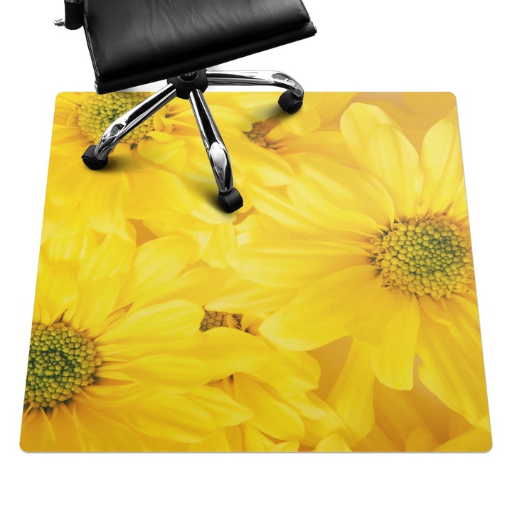 Szék szőnyeg, Wallfluent, Szoláris virágok, Sárga, 100x100 cm, 010250310050100077266