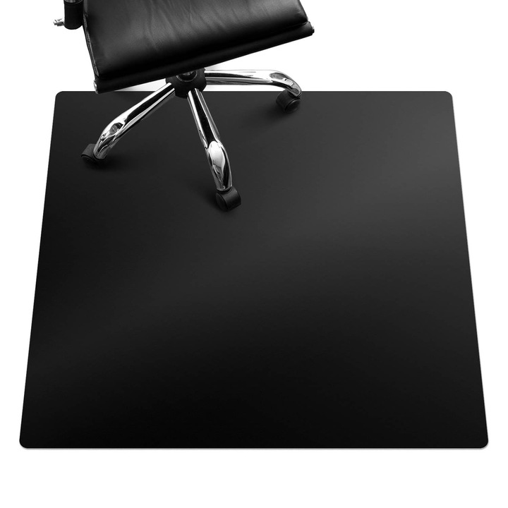 Íróasztal szék alátét, Wallfluent, Geometrikus virágmintás, Fekete, 100x100 cm, 010250310050100088255