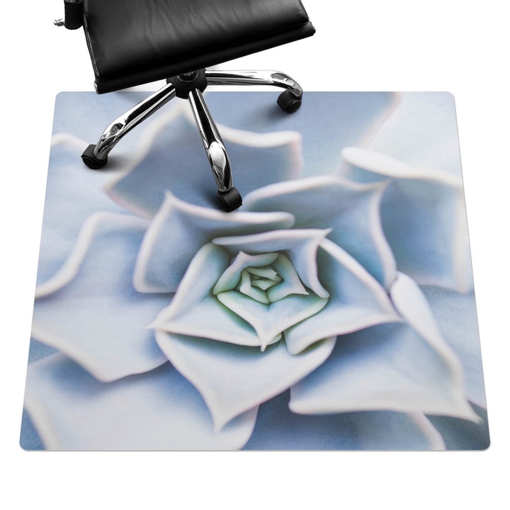 Padlóvédő székalátét, Wallfluent, Spirális pozsgások, Kék, 100x100 cm, 010250310050100077249