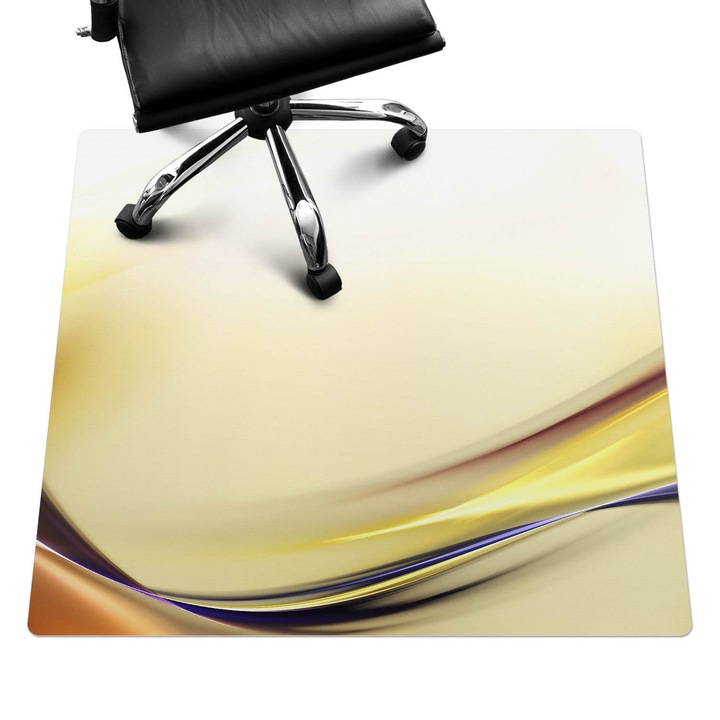 Íróasztal szék alátét, Wallfluent, Finom absztrakciós vonalak, Sárga, 100x100 cm, 010250310050100077344