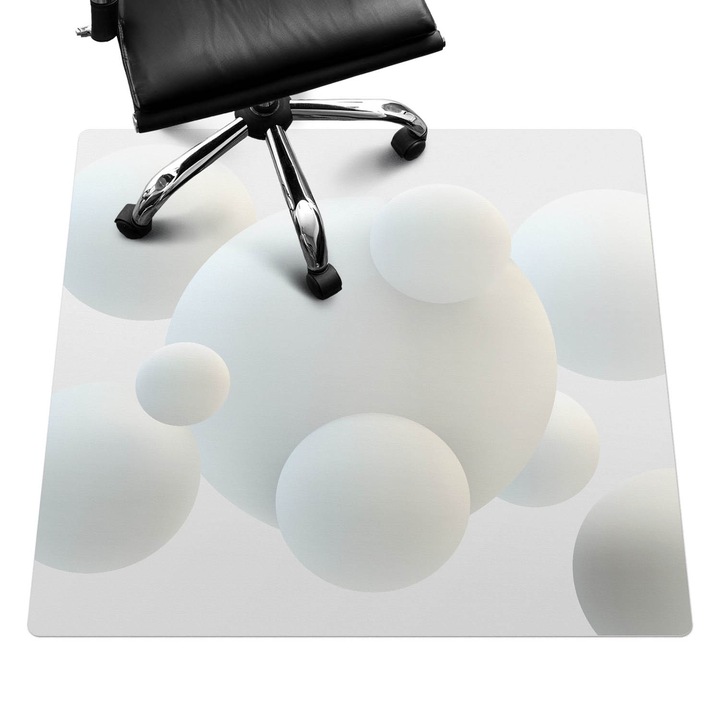 Íróasztal szék alátét, Wallfluent, Pasztell 3D golyók, Fehér, 100x100 cm, 010250310050100088398