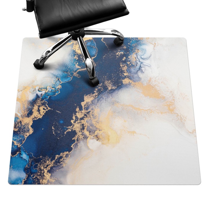 Szék alátét szőnyeg, Wallfluent, Absztrakt hullám, Tengerészkék, 100x100 cm, 010250310050100088329