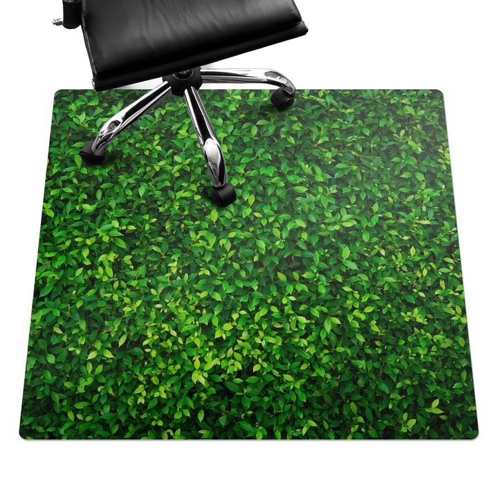 Protectie podea scaun birou, Wallfluent, Peretele cu frunze al naturii, Verde, 100x100 cm, 010250310050100088534