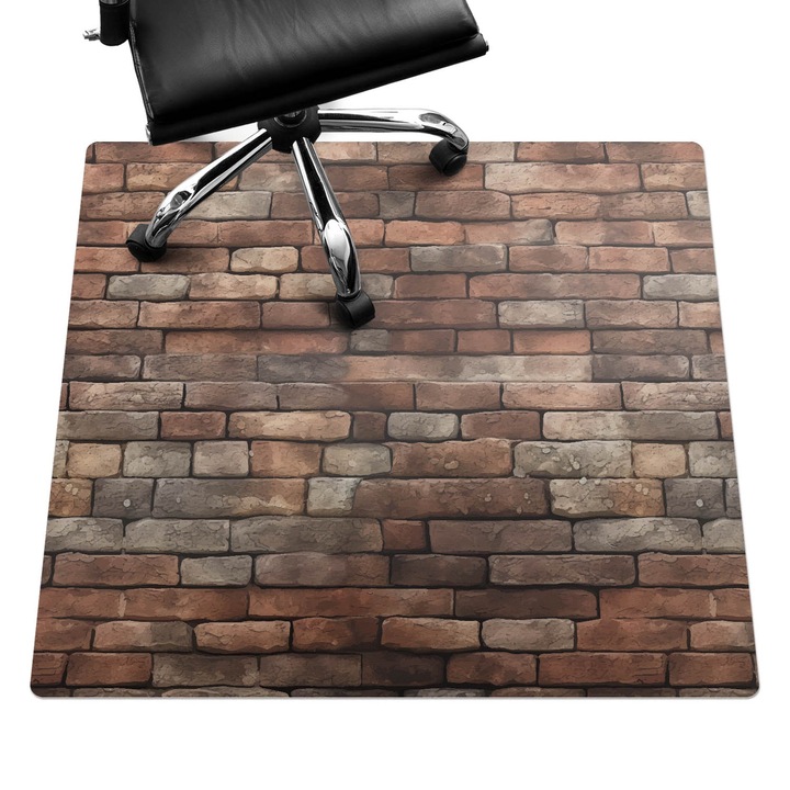Protectie podea scaun birou, Wallfluent, Perete retro de caramida, Maro, 100x100 cm, 010250310050100282491