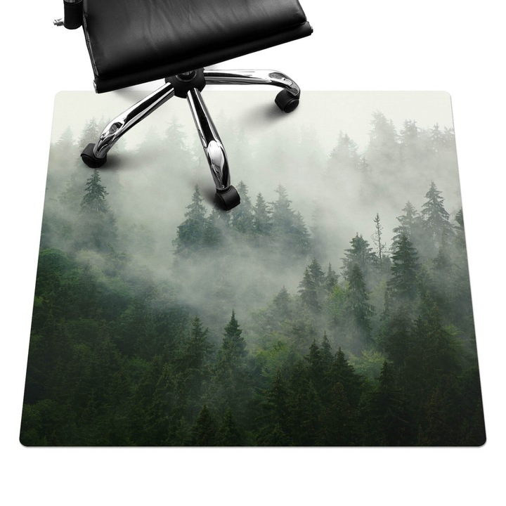 Protectie podea scaun birou, Wallfluent, Padure de conifere cetoasa, Verde, 100x100 cm, 010250310050100088697