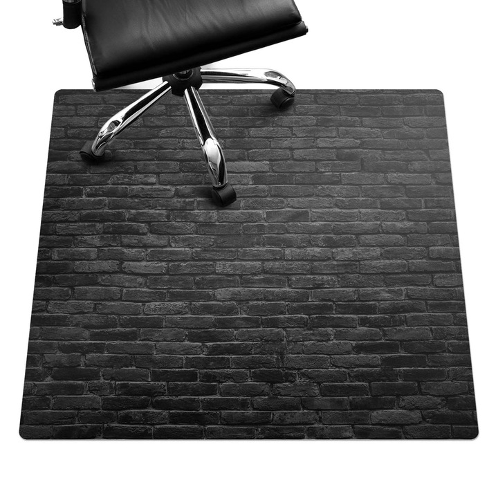 Padlóvédő székalátét, Wallfluent, Téglafal, Fekete, 100x100 cm, 010250310050100088740