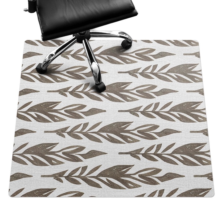 Protectie podea birou, Wallfluent, Frunze in randuri, Maro, 100x100 cm, 010250310050100281957