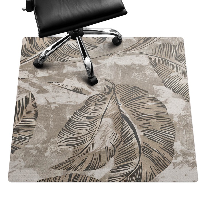 Szék alátét szőnyeg, Wallfluent, Levelek vászonra, Bézs, 100x100 cm, 010250310050100281997