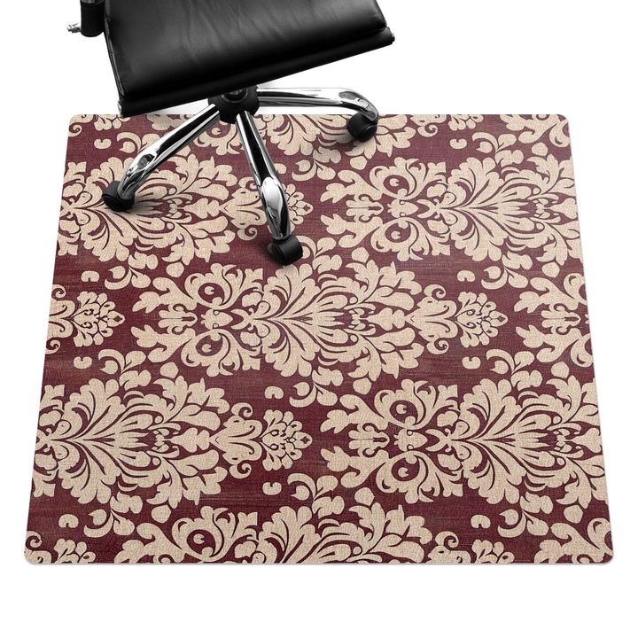 Protectie podea scaun, Wallfluent, Ornament clasic, Visiniu multicolor, 100x100 cm, 010250310050100281955