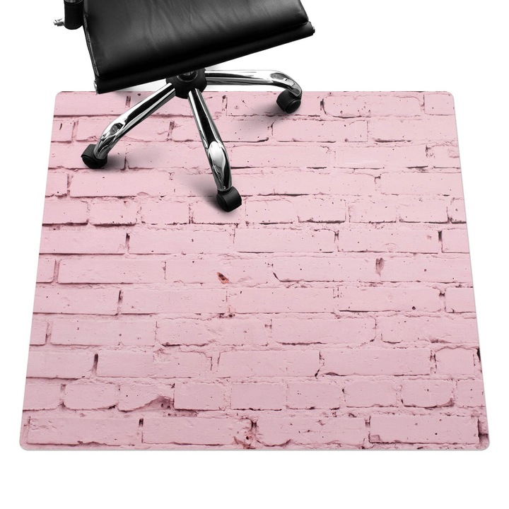 Covoras pentru scaune, Wallfluent, Perete de caramida pastel, Roz, 100x100 cm, 010250310050100088776