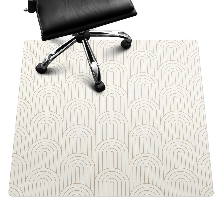 Székalátét, Wallfluent, Íves retro minta, Bézs, 100x100 cm, 010250310050100282507