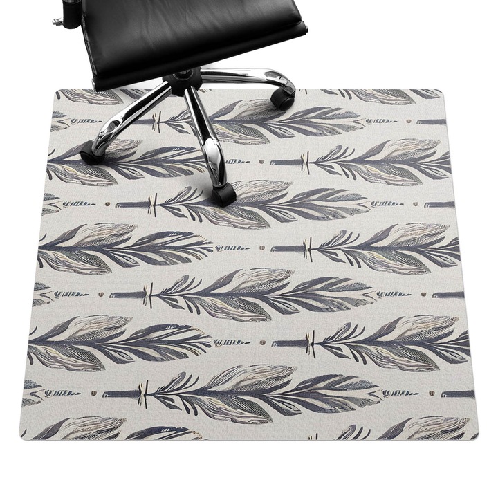 Íróasztal szék alátét, Wallfluent, Tollak vízszintes elrendezésben, Szürke, 100x100 cm, 010250310050100281987
