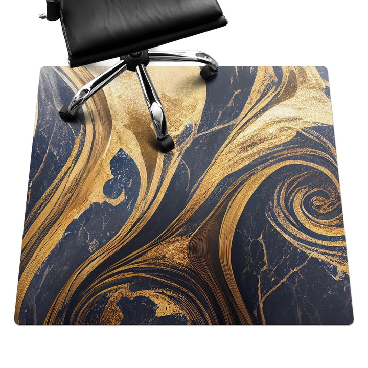 Protectie podea scaun, Wallfluent, Vartejele abstracte, Bleumarin, 100x100 cm, 010250310050100282559