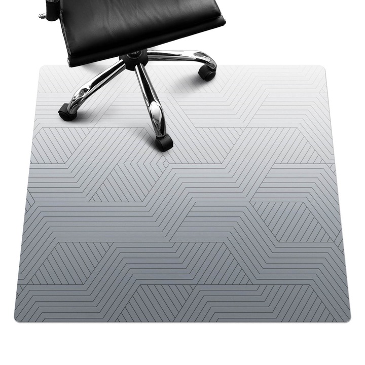 Protectie podea scaun birou, Wallfluent, Linii geometrice, Gri, 100x100 cm, 010250310050100282511